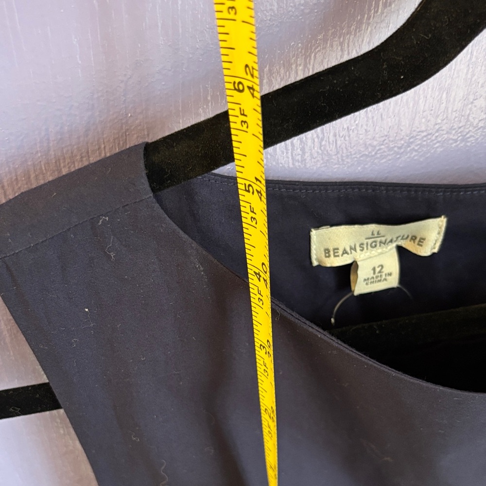 LL BEAN signature Navy blue boat neck Sleeveless Dress pockets sash New NWOT - Picture 9 of 14